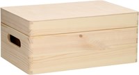 Playwood wooden storage box with flap lid for craft supplies 30x20x13.5 cm-3