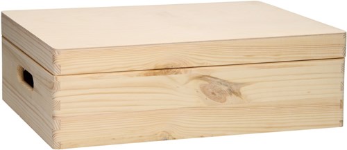 Playwood storage chest pine toy box with hinged lid natural-3