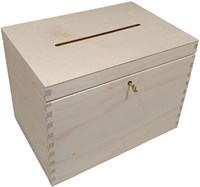 Playwood wooden envelope box storage pine with slot 29x22x20 cm