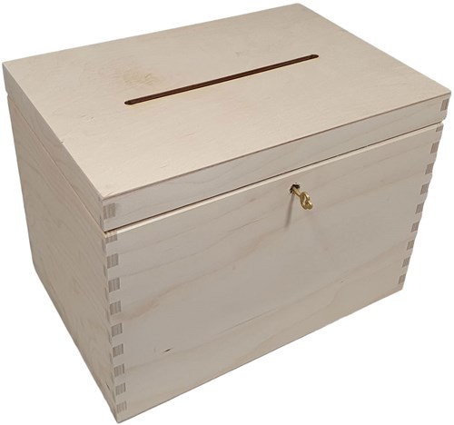 Playwood wooden envelope box storage pine with slot 29x22x20 cm