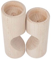 Playwood wooden tealight holder heart decoration set of 2 natural-2
