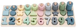 Playwood wooden counting and shape board educational toy 76 pieces