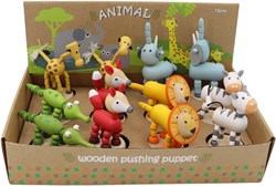 Playwood wooden toy push puppet jungle colorful educational