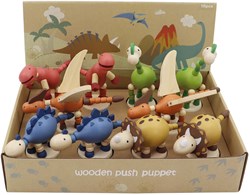 Playwood wooden toy push puppet dinosaur colorful