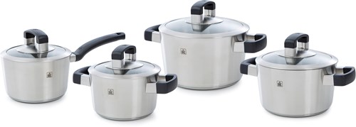 BK cookware set stainless steel Cool Grip glass lids 4-piece induction