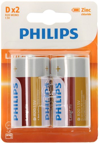 Longlife D batteries zinc carbon for toys and devices 2 pieces-2