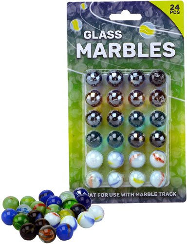Johntoy marbles toy 24 pieces 16mm multicolor glass-3