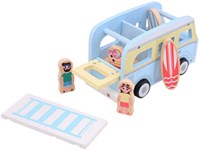 Jouéco wooden beach bus toy - retro bus with accessories-3