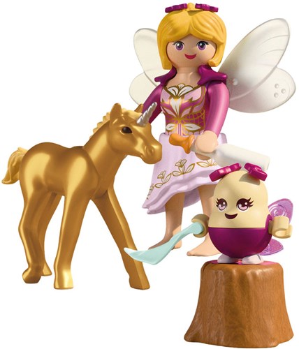 Playmobil golden unicorn foal play figure with fairy and accessories-2