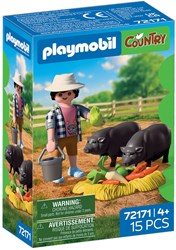 Playmobil Country farm toy Farmer with pot-bellied pig 72171