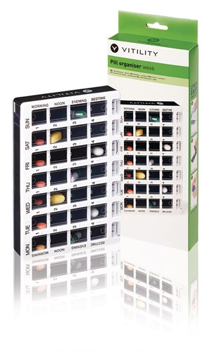 Vitility medicine cassette week pill box black - convenient pill organizer-2