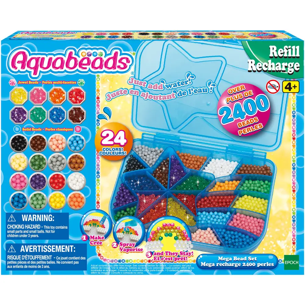 Aquabeads craft refill mega bead pack 2400 beads creative set