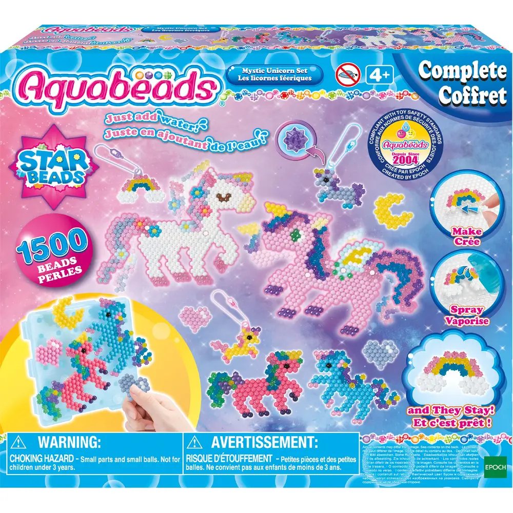 Epoch Aquabeads unicorn craft set - 1500 beads - creation board