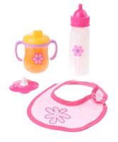 Johntoy doll playset Baby Rose mealtime 4-piece pink toy-2