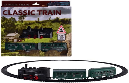 Johntoy steam train toy set - classic railway tracks 13-piece
