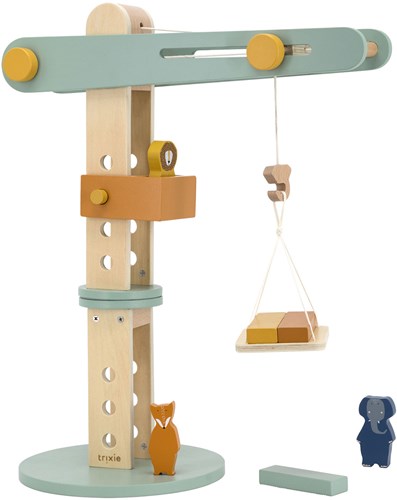 Trixie wooden construction crane - toy with animals and accessories-3