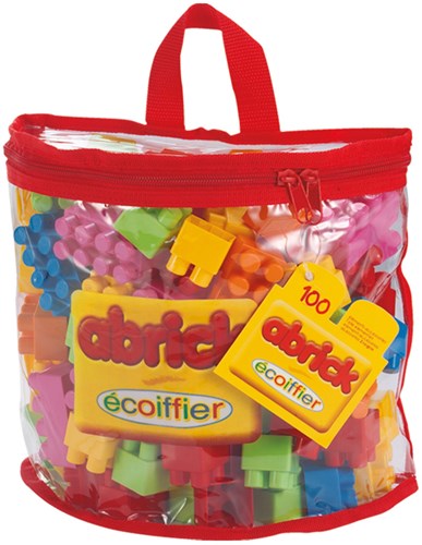 Abrick building blocks set - 100 pieces in handy carry bag - colorful construction toy