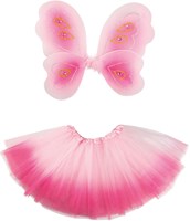 Boland fairy dress up set pink tulle wings glitter elastic