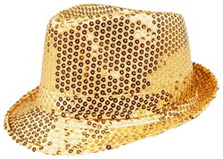 Boland hat popstar sequins gold - disco accessory adults