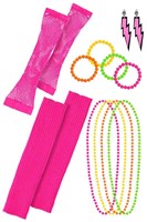 Boland 80's Neon Accessory Set for Adults - Hippie Disco Outfit-2