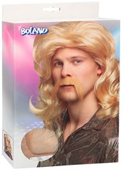 Boland wig Barry blonde wavy long with moustache for adults