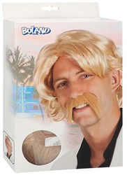Boland wig - blonde men's wig with mustache - retro accessory