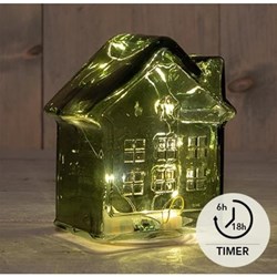 Anna's Collection LED house glass green 14cm decorative light object