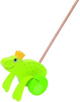 Goki wooden push-along frog king toy - push-along animal for kids-2