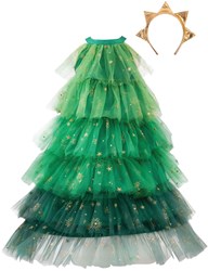 Great Pretenders Christmas tree dress kids costume with headband 3-4 years