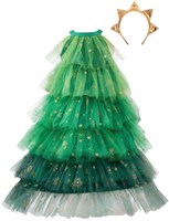 Great Pretenders Christmas tree dress kids costume with headband 5-6 years