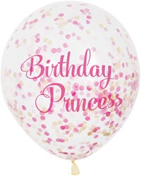 Haza confetti balloons princess birthday decoration pink 6 pieces