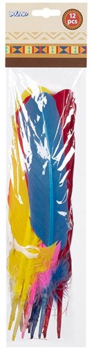 Boland - Indian feathers set - 12 pieces - colorful costume accessory
