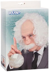 Boland wig professor white with moustache and glasses - costume accessory adults