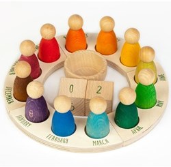 Grapat wooden toy year ring with figures perpetual calendar