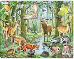 Jigsaw puzzle animals European forests - educational toy cardboard 40 pieces