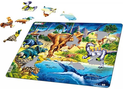 Jigsaw Puzzle Dinosaur - Larsen animal puzzle with 57 cardboard pieces-2