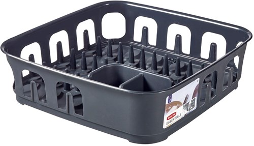 Curver dish drainer plastic essentials grey with cutlery holder 40x40 cm