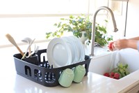 Curver dish drainer plastic essentials grey with cutlery holder 40x40 cm-3