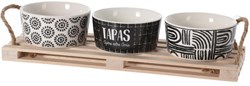 Excellent Houseware tapas serving set porcelain and wood 4-piece pallet