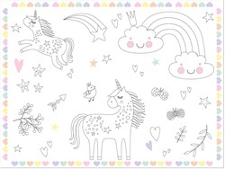 Folat coloring placemats unicorns & rainbows paper 6 pcs coloring sheet