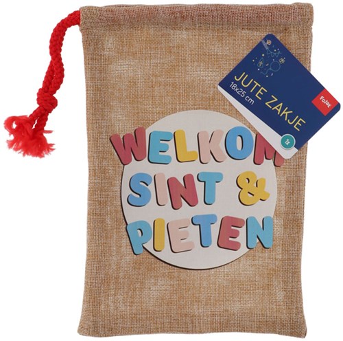 Folat jute gift bag Welcome Sint & Pieten Sinterklaas 18x25cm