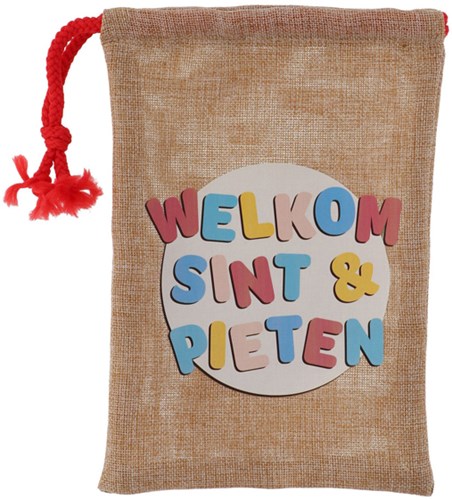 Folat jute gift bag Welcome Sint & Pieten Sinterklaas 18x25cm-3