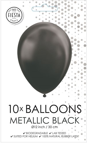 Globos balloons black metallic 30cm - party decoration 10 pieces