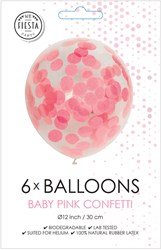 Globos confetti balloons baby pink 30cm - set of 6 party balloons