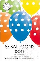 Globos balloons polka dots mix colors 30cm birthday party 8pcs