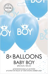 Globos balloons baby boy blue-white 30cm 8 pieces party decoration