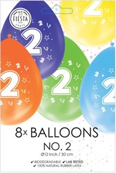 Globos balloons birthday number 2 - set of 8 latex balloons