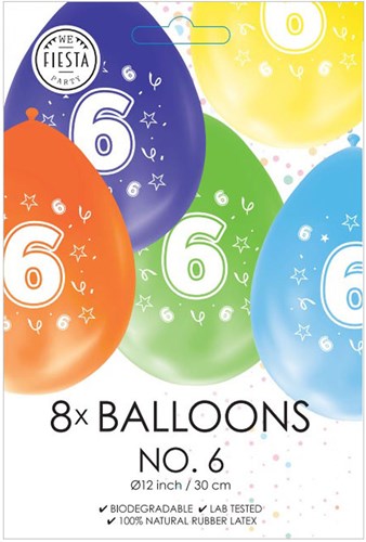 Globos balloons birthday 6 years - double-sided print - 8 pieces