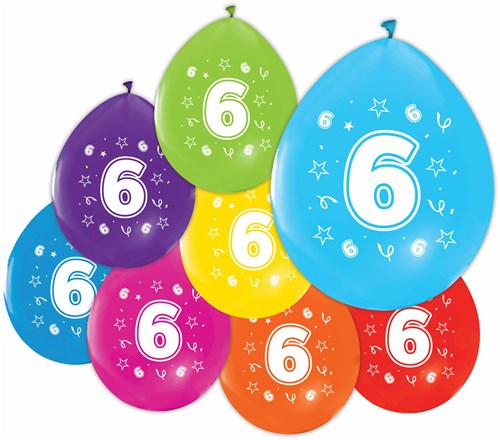 Globos balloons birthday 6 years - double-sided print - 8 pieces-2