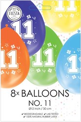 Globos balloons birthday 11 years - double-sided print - set of 8 pieces
